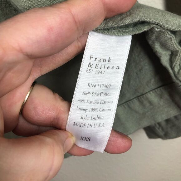 Frank & Eileen Dublin Tailored Blazer Sage Green Cotton Flax Size XXS - Picture 4 of 5